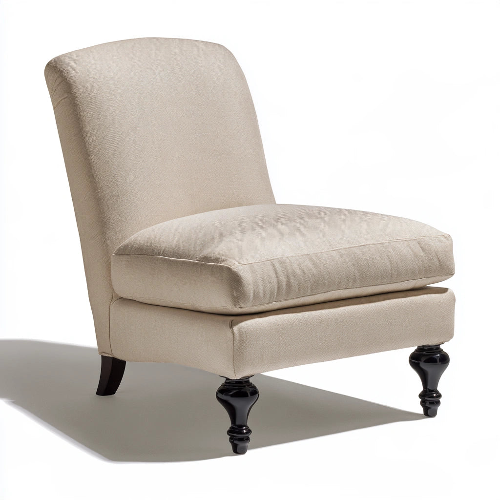 Poltrona senza braccioli rivestito in tessuto, colore beige