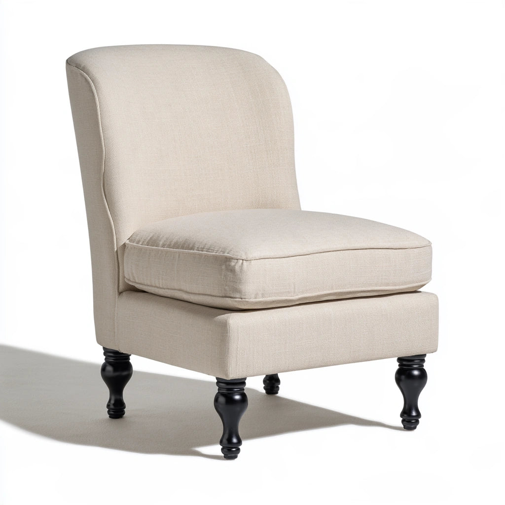 Poltrona senza braccioli rivestito in tessuto, colore beige